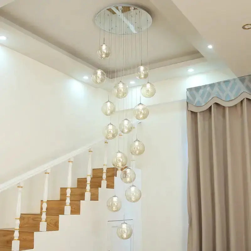 Chandelier Decorbites modern loft amber glass spiral dining pendant with glass globes on Tampa Home & Garden Store