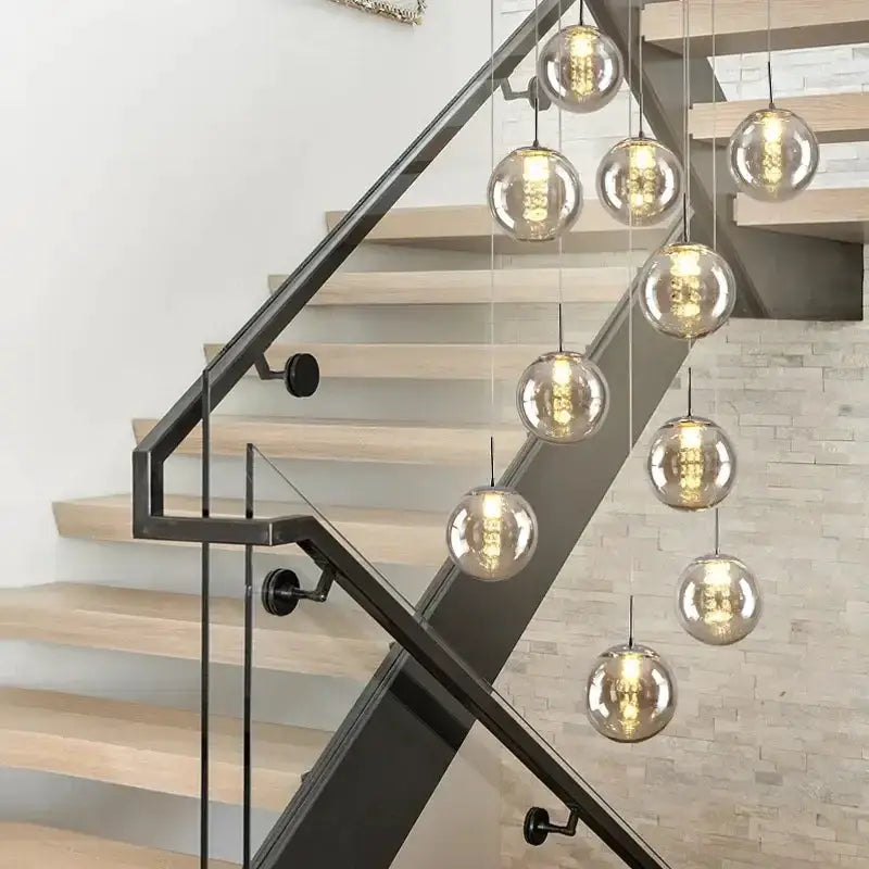 Chandelier Modern loft dark & amber glass spiral dining pendant with amber glass globes on Tampa Home & Garden Store