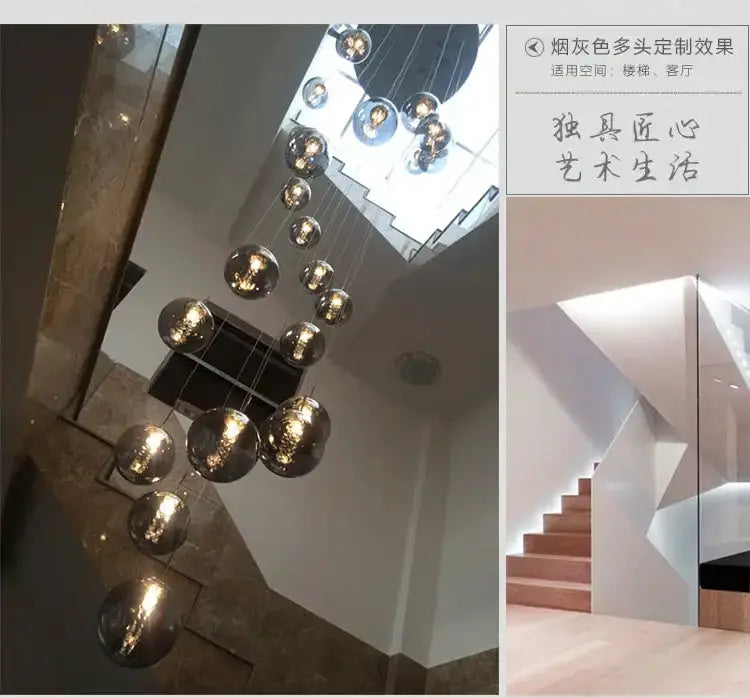 Chandelier Decorbites modern loft dark amber glass spiral pendant with multiple globes on Tampa Home & Garden Store