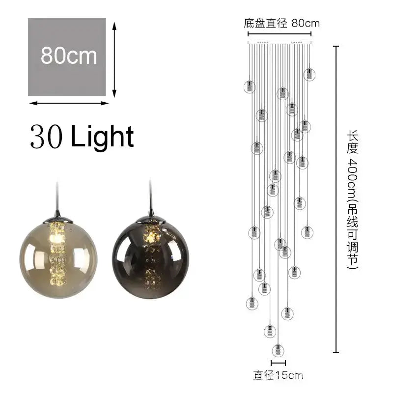 Chandelier Decorbites modern loft dark amber glass spiral dining pendant with 30 lights on Tampa Home & Garden Store