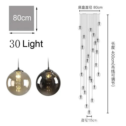 Chandelier Decorbites modern loft dark amber glass spiral dining pendant with 30 lights on Tampa Home & Garden Store