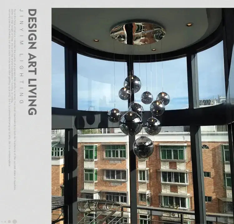 Chandelier Decorbites loft dark & amber glass spiral dining room pendant with spheres on Tampa Home & Garden Store