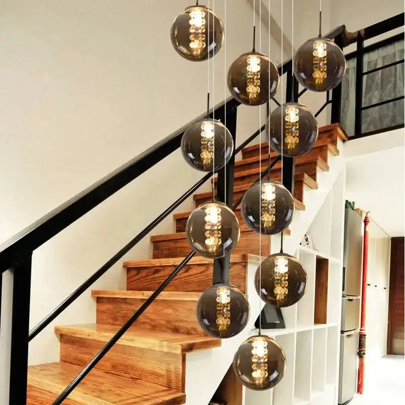Chandelier Decorbites modern loft dark amber glass spiral pendant lighting with spheres on Tampa Home & Garden Store