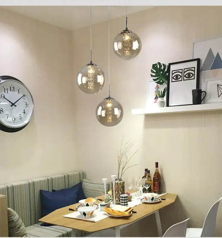 Chandelier Decorbites modern loft dark amber glass spiral with three pendant globes dining table on Tampa Home & Garden Store
