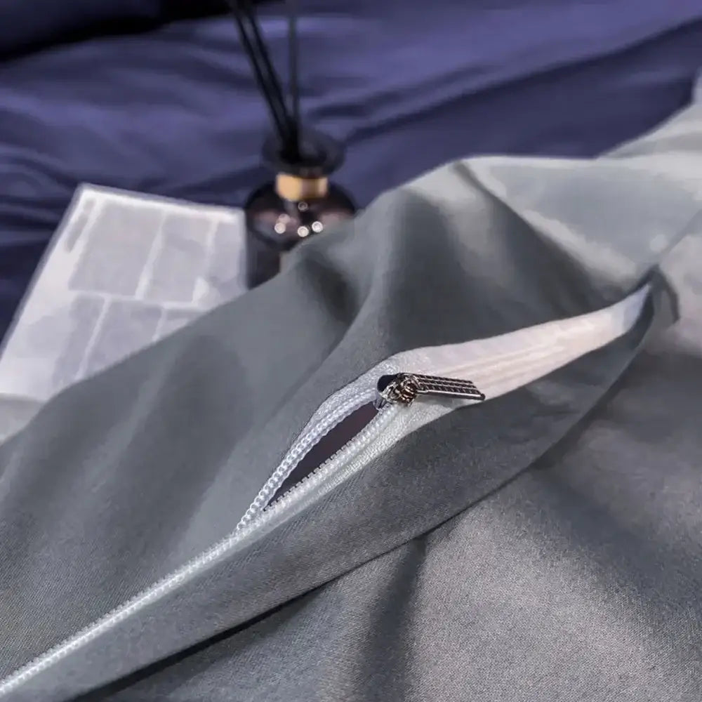 Duvet cover set by Decorbites in gray Egyptian cotton with metal zipper on Tampa Home & Garden Store