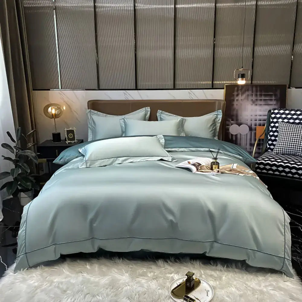 Duvet cover set pale blue Egyptian cotton by Decorbites for the bedroom on Tampa Home & Garden Store