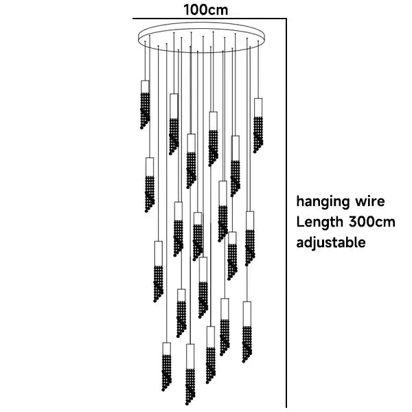 Chrome Cascading Chandelier with long adjustable hanging strands 300cm length on Tampa Home & Garden Store