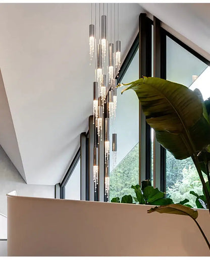 Chrome Cascading Chandelier by Decorbites, multi pendant crystal drops in chrome finish on Tampa Home & Garden Store