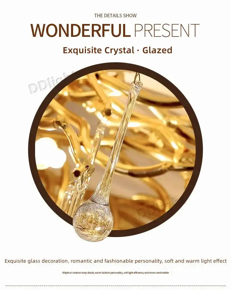 Chandelier luxury gold branch crystal pendant light by Decorbites on Tampa Home & Garden Store