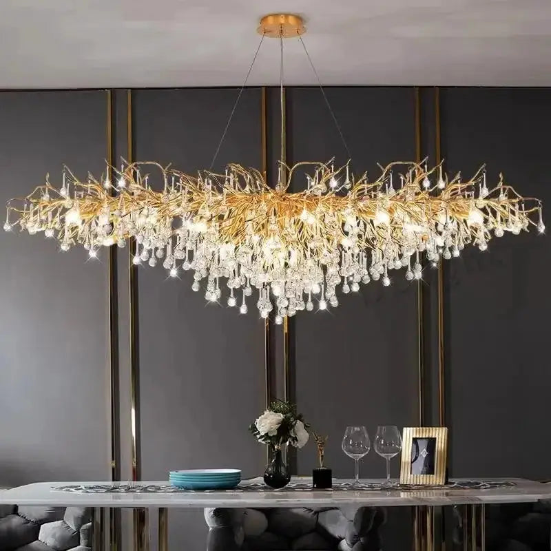 Chandelier Decorbites luxury gold branch crystal pendant light for dining room on Tampa Home & Garden Store