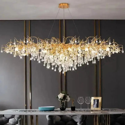 Chandelier Decorbites luxury gold branch crystal pendant light for dining room on Tampa Home & Garden Store