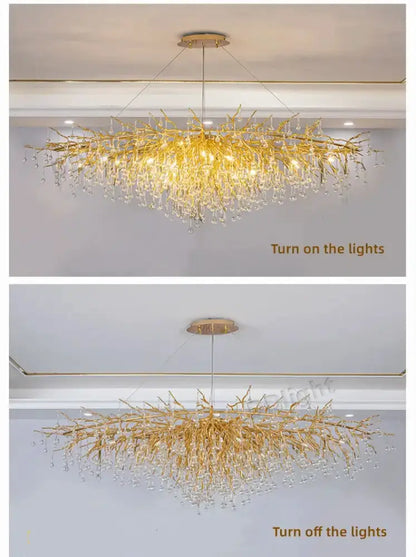 Chandelier Decorbites luxury gold branch crystal pendant light for dining room on Tampa Home & Garden Store