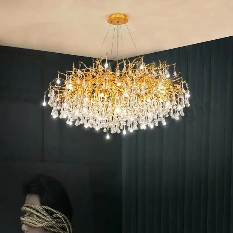 Chandelier Decorbites gold branch crystal pendant light with hanging crystals on Tampa Home & Garden Store