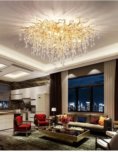 Luxury gold branch crystal chandelier by Decorbites with hanging crystals for dining room on Tampa Home & Garden Store