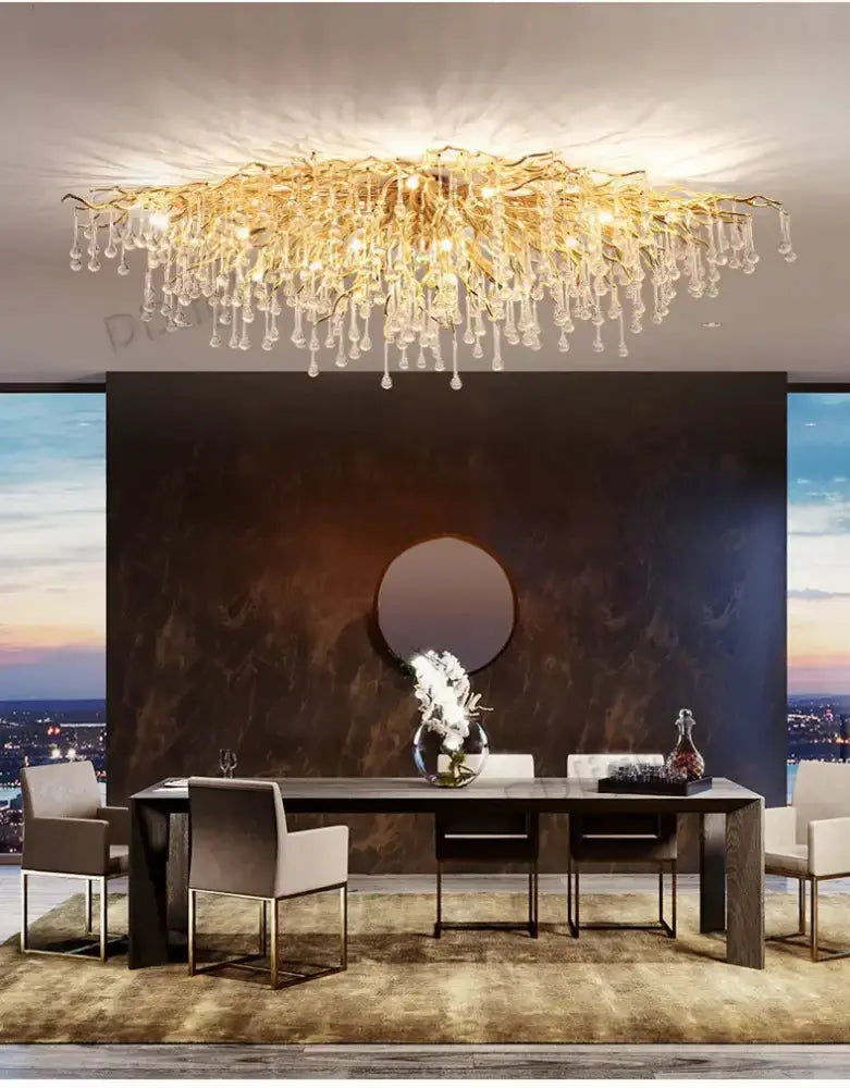 Chandelier Decorbites luxury gold branch crystal dining room pendant light on Tampa Home & Garden Store