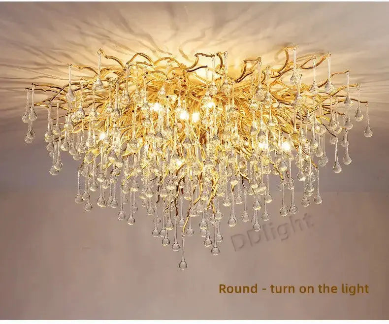 Chandelier Decorbites luxury gold branch crystal dining room pendant light with teardrops on Tampa Home & Garden Store