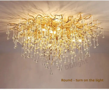Chandelier Decorbites luxury gold branch crystal dining room pendant light with teardrops on Tampa Home & Garden Store