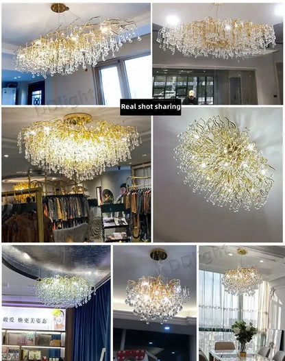 Chandelier Decorbites gold branch crystal dining pendant light with hanging crystals on Tampa Home & Garden Store