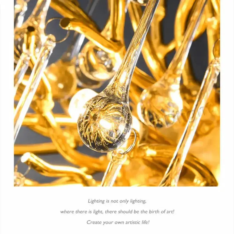 Chandelier Decorbites luxury gold branch crystal pendant light for dining room on Tampa Home & Garden Store