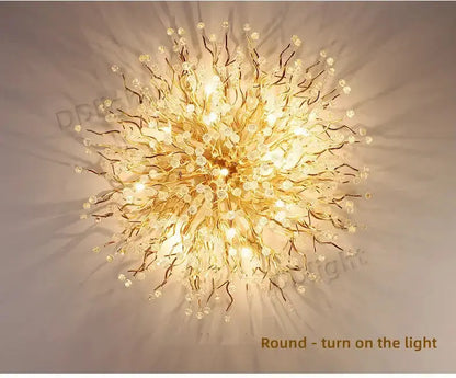 Luxury gold branch crystal chandelier round dining room pendant light by Decorbites on Tampa Home & Garden Store
