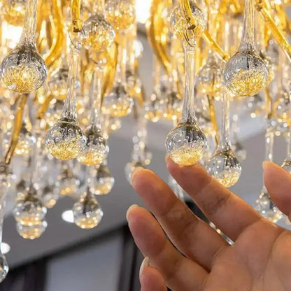 Chandelier Decorbites luxury gold branch crystal pendant light with glass teardrop drops on Tampa Home & Garden Store