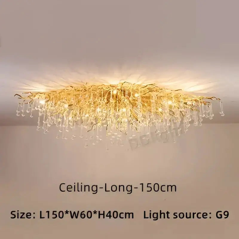 Chandelier Decorbites luxury gold branch crystal pendant light with crystal drops; 150 cm long on Tampa Home & Garden Store