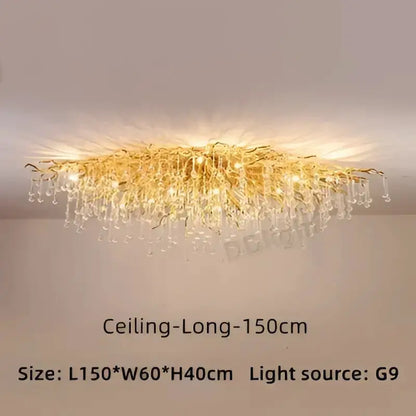 Chandelier Decorbites luxury gold branch crystal pendant light with crystal drops; 150 cm long on Tampa Home & Garden Store