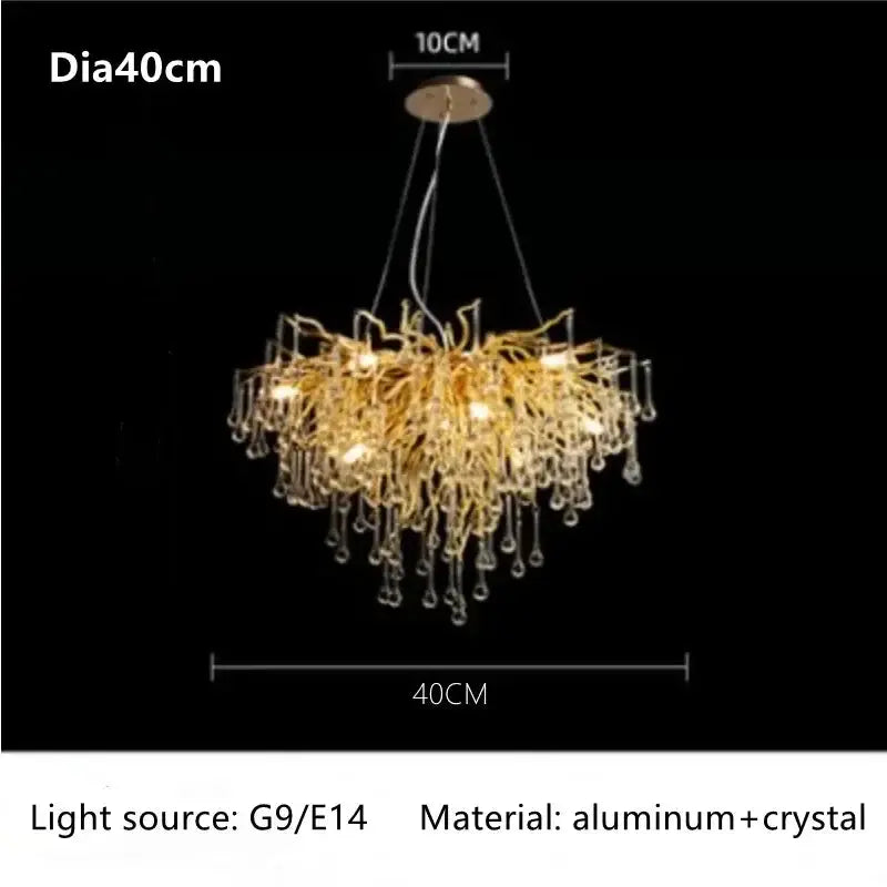 Chandelier Decorbites gold branch crystal dining room pendant light frame 40 cm diameter on Tampa Home & Garden Store