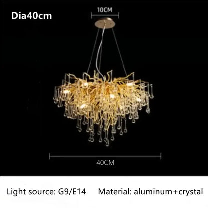 Chandelier Decorbites gold branch crystal dining room pendant light frame 40 cm diameter on Tampa Home & Garden Store