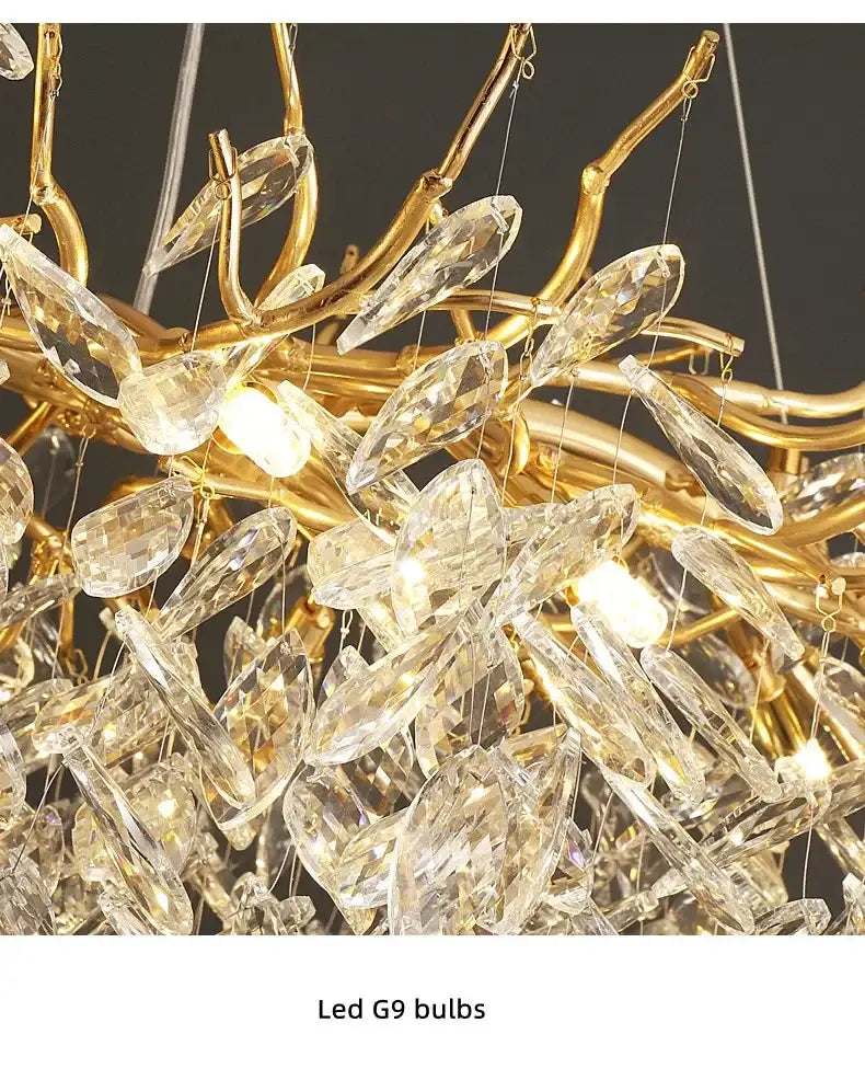 Chandelier Decorbites luxury golden leaf crystal LED chandelier for living room on Tampa Home & Garden Store