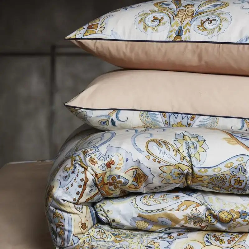 Blue Floral Cotton Duvet Cover and Sheets