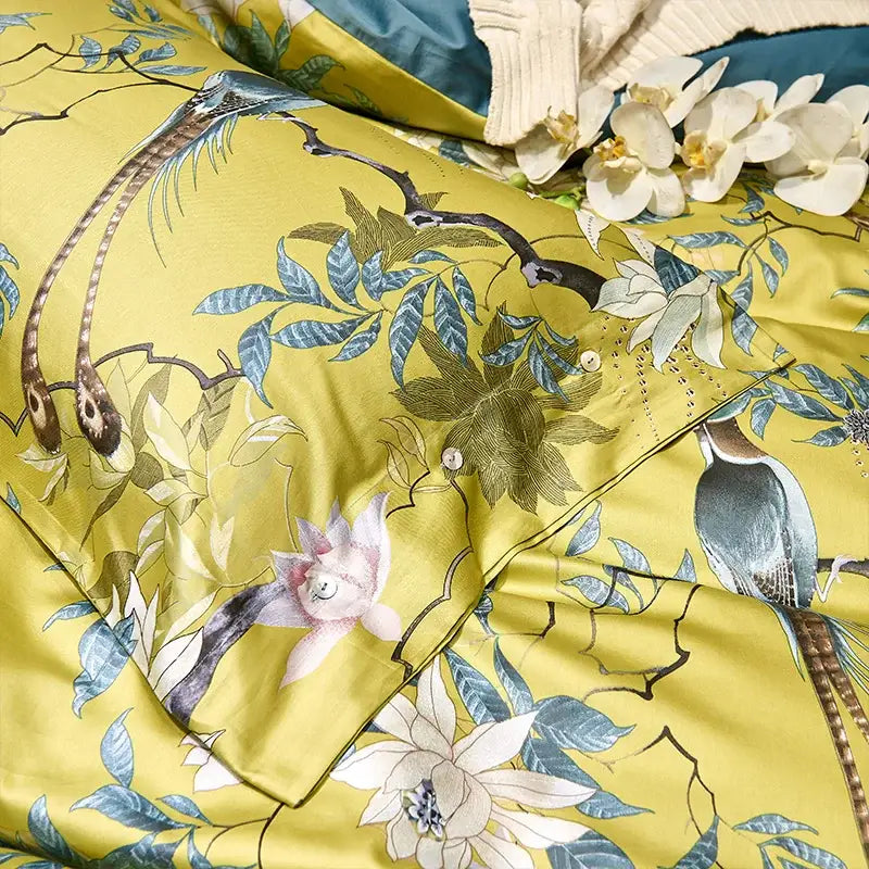 Quilted Navy and Gold Egyptian Cotton Bedding