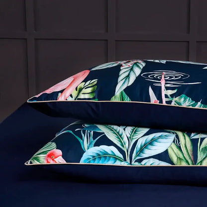 Quilted Navy and Gold Egyptian Cotton Bedding