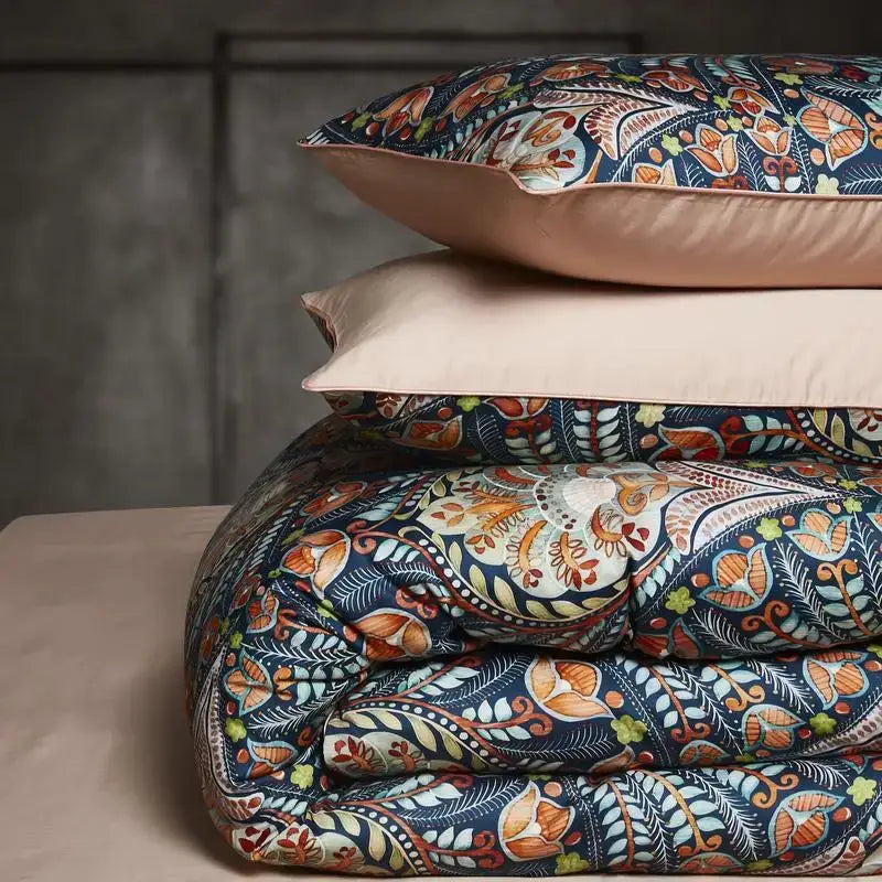 Quilted Navy and Gold Egyptian Cotton Bedding