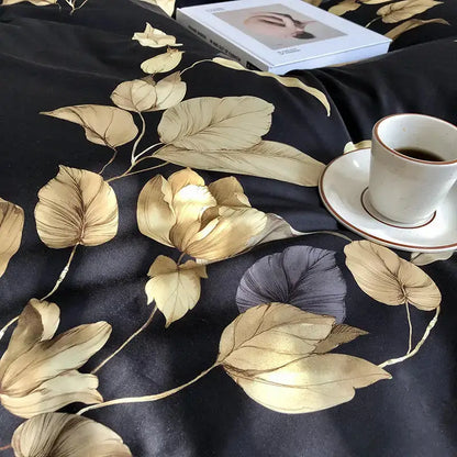 Blue Floral Cotton Duvet Cover and Sheets
