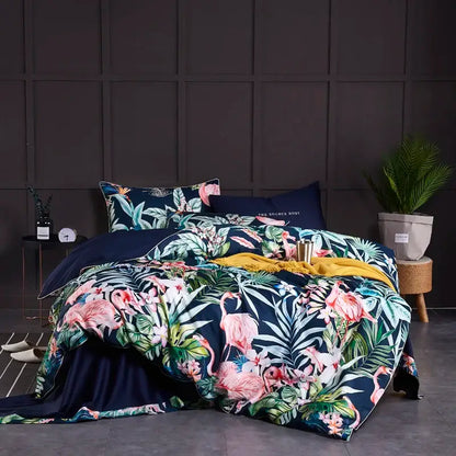 Quilted Navy and Gold Egyptian Cotton Bedding