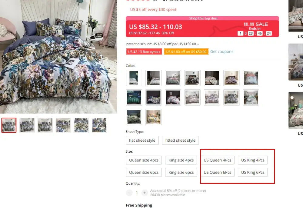 Premium Green Floral Cotton Bedding and Sheets