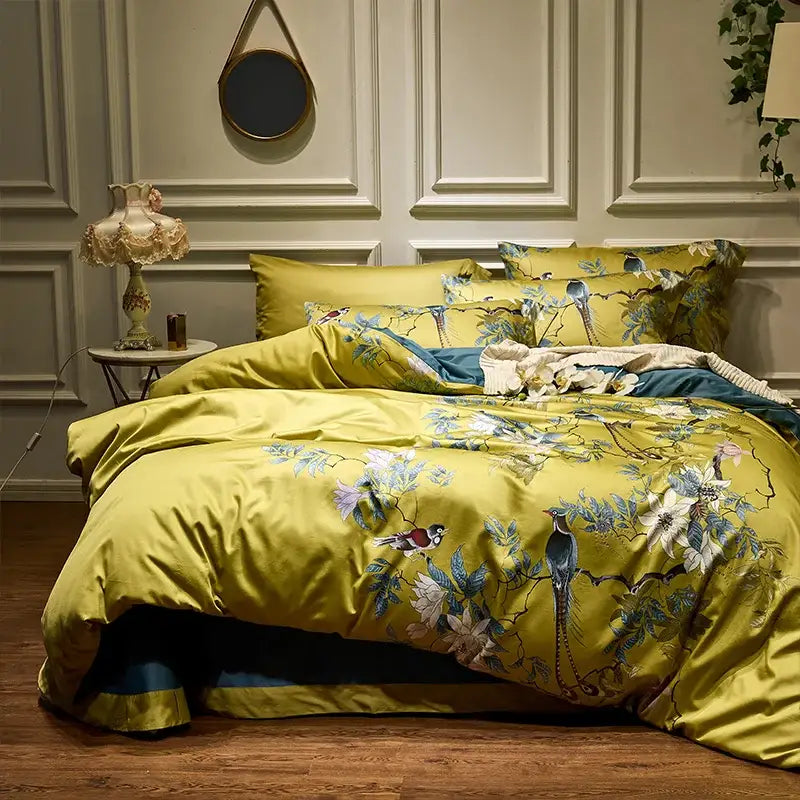 Premium Green Floral Cotton Bedding and Sheets