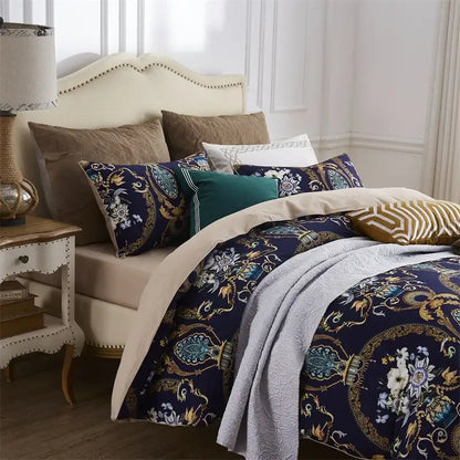 Luxury Navy and Gold Egyptian Cotton Bedding