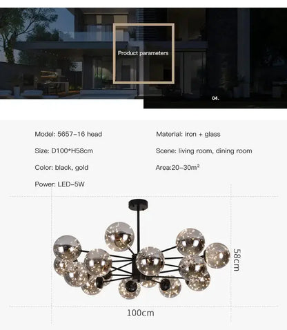 Chandelier Decorbites modern black glass ball chandelier with iron frame and clustered globes on Tampa Home & Garden Store