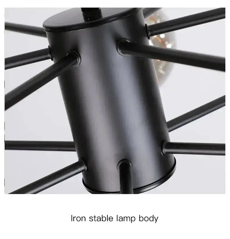 Chandelier Decorbites modern black glass ball with iron central body and radial spokes on Tampa Home & Garden Store