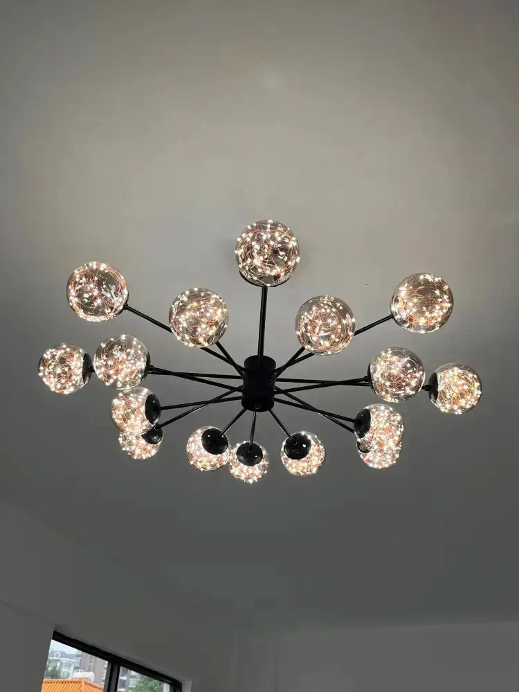 Modern black glass ball chandelier Decorbites with 12 globes remote-control lighting on Tampa Home & Garden Store
