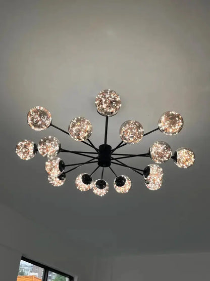 Modern black glass ball chandelier Decorbites with 12 globes remote-control lighting on Tampa Home & Garden Store
