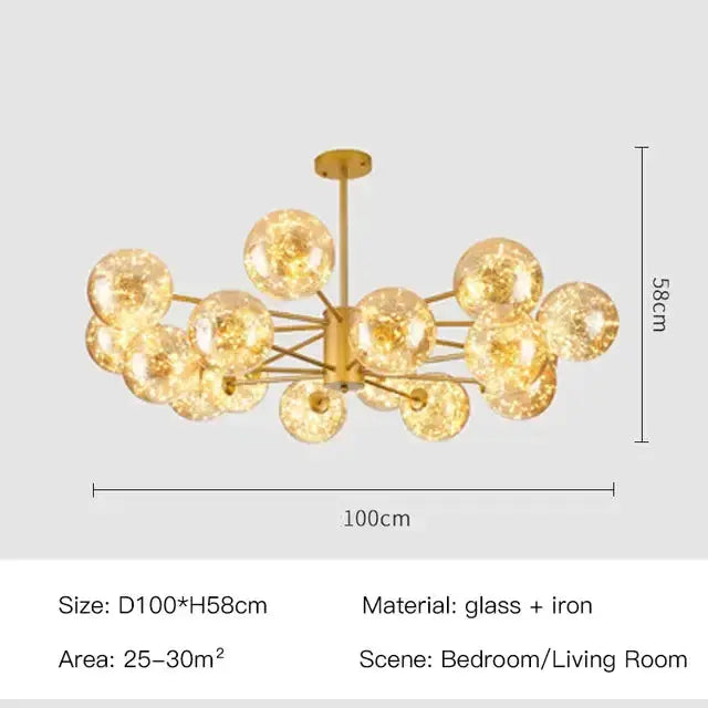 Decorbites glass ball chandelier with gold-tone iron frame and multiple glass globes on Tampa Home & Garden Store