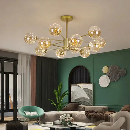 Chandelier Decorbites gold glass globe fixture with remote control lights for living room on Tampa Home & Garden Store