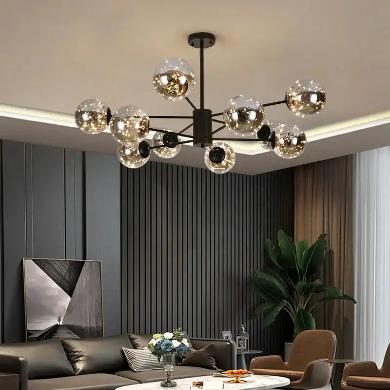 Chandelier Modern black glass ball chandelier with globe lights, ceiling mount, Decorbites on Tampa Home & Garden Store