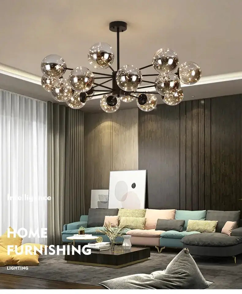 Chandelier Decorbites black globe 12-globe chandelier with remote lighting on Tampa Home & Garden Store