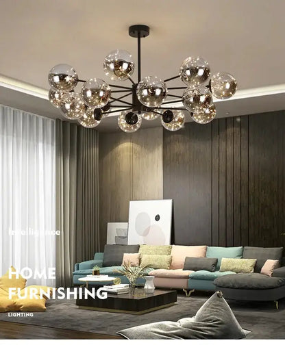 Chandelier Decorbites black globe 12-globe chandelier with remote lighting on Tampa Home & Garden Store