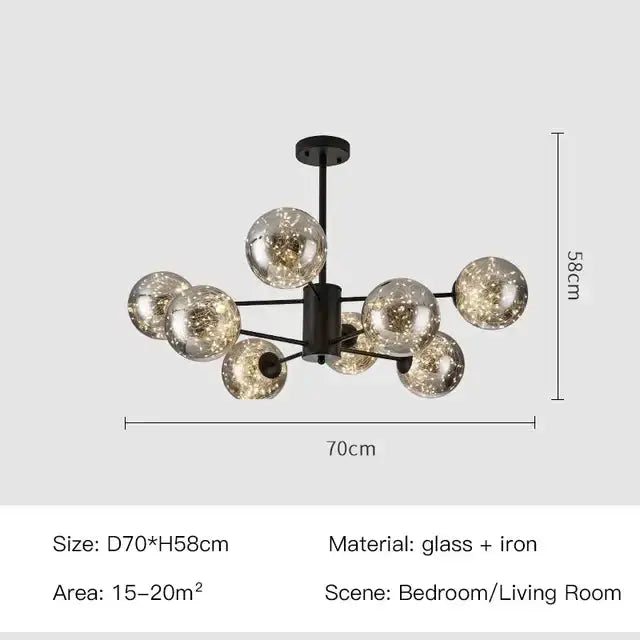 Chandelier Decorbites modern black glass ball with iron frame and globe lights on Tampa Home & Garden Store