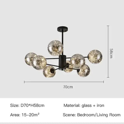 Chandelier Decorbites modern black glass ball with iron frame and globe lights on Tampa Home & Garden Store